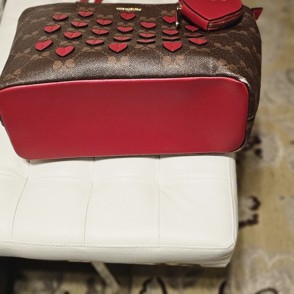 Karl Lagerfeld Red Heart Brown Tote - Picture 6 of 6